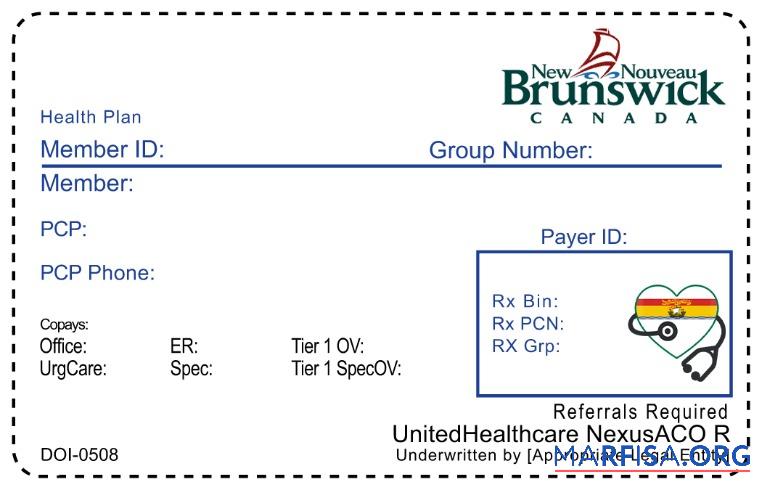 Printable New Brunswick health insurance card template